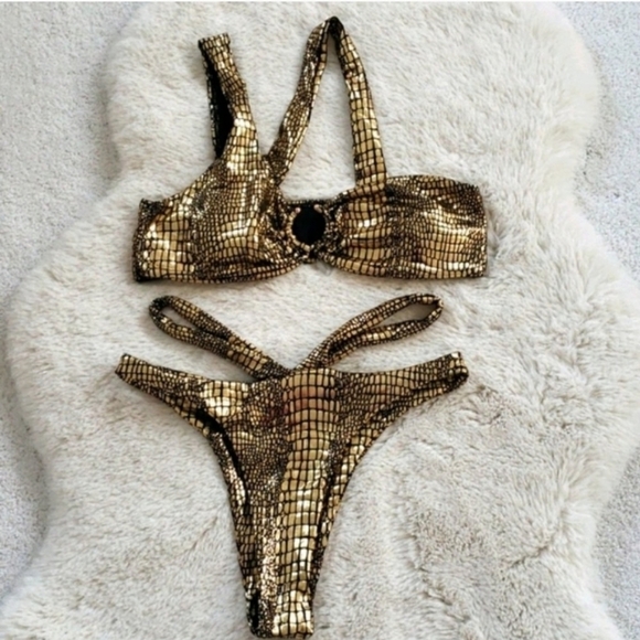 New Cut Out Bralette Top High-waist Bikini Set Swimsuit Size M - Picture 9 of 10